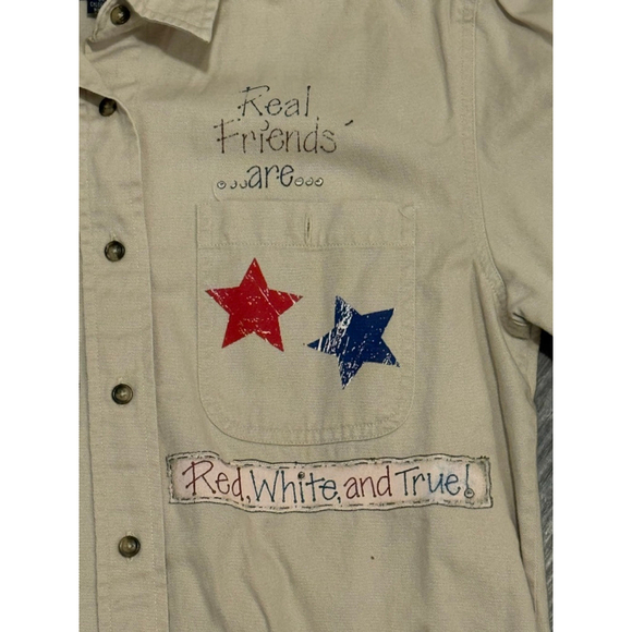 Vtg Luna Pier Women’s Patriotic Raggedy Ann Embroidered Button Down Shirt Sz M - Picture 8 of 8